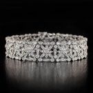 4.50ct DIAMOND F SI WIDE TENNIS BRACELET 18K WHITE GOLD 33 GM ANNIVERSARY FLOWER