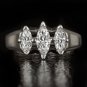 1 CARAT MARQUISE CUT DIAMOND 3 STONE ENGAGEMENT COCKTAIL RING WHITE GOLD 6 GRAMS