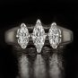 1 CARAT MARQUISE CUT DIAMOND 3 STONE ENGAGEMENT COCKTAIL RING WHITE GOLD 6 GRAMS