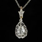 RARE ANTIQUE 1.15 CARAT OLD CUT PEAR SHAPE DIAMOND 1900 NECKLACE PENDANT VINTAGE