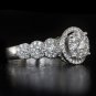 IDEAL CUT E VS DIAMOND 1ct HALO ENGAGEMENT RING 18K WHITE GOLD COCKTAIL CLUSTER