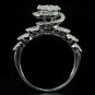 IDEAL CUT E VS DIAMOND 1ct HALO ENGAGEMENT RING 18K WHITE GOLD COCKTAIL CLUSTER
