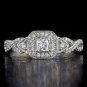 IDEAL CUT E VS DIAMOND 1ct HALO ENGAGEMENT RING 18K WHITE GOLD COCKTAIL CLUSTER