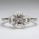 DIAMOND SEMI-MOUNT ROUND HALO ENGAGEMENT RING DESIGNER PAVE SETTING PRONG 1CT 7M