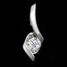 IDEAL CUT ROUND DIAMOND H SI1 SOLITAIRE PENDANT 14K WHITE GOLD NECKLACE CLASSIC
