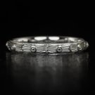 ART DECO ENGRAVED WEDDING BAND VINTAGE STYLE 20s ETCHED RETRO WHITE GOLD RING