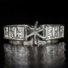1ct DIAMOND SEMI-MOUNT ENGAGEMENT RING SETTING PRINCESS CUT ROUND CUSHION 18K WG