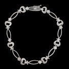 VINTAGE F-G SI ROUND DIAMONDS BRACELET ANNIVERSARY HEART FILIGREE 14K WHITE GOLD