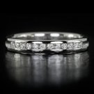 ROUND BRILLIANT CUT DIAMOND WEDDING BAND STACKING COCKTAIL RING 14K CHANNEL SET