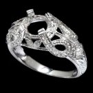 VINTAGE SETTING DIAMOND ART DECO SWIRL DESIGN SEMI-MOUNT ENGAGEMENT RING 14K WG