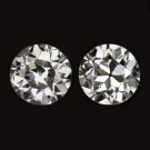 1ct VINTAGE OLD EUROPEAN CUT DIAMONDS 1.15 STUD EARRINGS MATCHING PAIR ANTIQUE