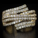 1.50ct ROUND NATURAL DIAMOND COCKTAIL RING 14K YELLOW GOLD 10 GRAM BIG ROW BAND