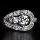 2 CARAT VINTAGE OLD CUT 1ct CENTER DIAMOND VS1 ENGAGEMENT RING RETRO COCKTAIL