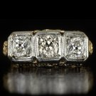 1.75ct ANTIQUE OLD MINE CUT DIAMOND 3 STONE ART DECO FILIGREE ENGAGEMENT RING OM