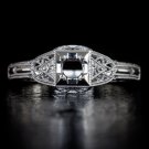 VINTAGE ART DECO SEMI-MOUNT ROUND SETTING ANTIQUE RING 14K WHITE GOLD FILIGREE
