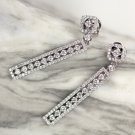 IDEAL CUT G VS 1.22ct ROUND DIAMONDS LONG HANGING DANGLE EARRINGS 18K WHITE GOLD