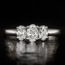 1 CARAT NATURAL DIAMOND PLATINUM ENGAGEMENT RING OVAL THREE STONE COCKTAIL 1ct
