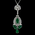 LARGE 5ct DIAMONDS 10ct EMERALDS IDEAL CUT G VS MARQUISE PEAR NECKLACE 16 GRAMS