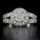 DIAMOND ENGAGEMENT RING F COLOR 0.89c CLUSTER HALO VG CUT COCKTAIL MILGRAIN 14K
