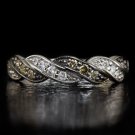 FANCY CHOCOLATE WHITE DIAMOND WEDDING BAND STACKING COCKTAIL RING 14K WHITE GOLD