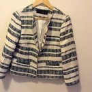 Zara Zipped Striped Blazer Jacket green/Ecru BNWT L
