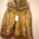 Zara woman faux fur hooded coat BNWT Caramel S, M