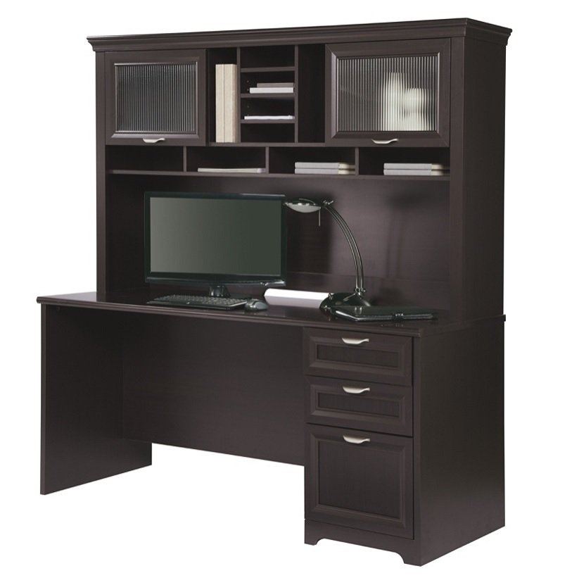 Realspace Magellan Performance Collection Straight Desk + Hutch, Espresso