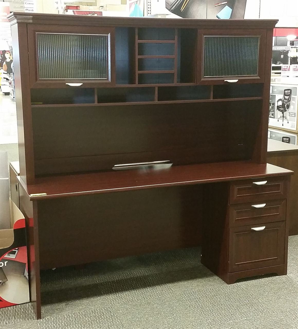 Realspace Magellan Performance Collection Straight Desk + Hutch, Cherry