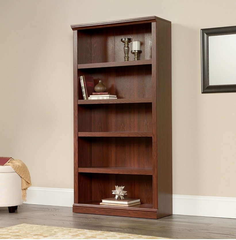 Realspace Premium Bookcase, 5-Shelf, Brick Cherry