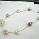 grace freshwater 5-6mm rice pearl snowball  station  necalace with  925 silver chain, 00039XC
