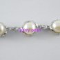 Button real pearl alloy bracelet with lobster clasp and chain extenders,00050SB