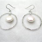 circle and freshwater coin pearl dangle earring,fish hook,00105EQ
