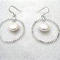 circle and freshwater coin pearl dangle earring,fish hook,00105EQ