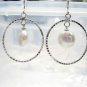 circle and freshwater coin pearl dangle earring,fish hook,00105EQ