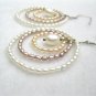 rice freshwater pearl dangle earring in three circle design,fish hook back,00109EM