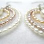 rice freshwater pearl dangle earring in three circle design,fish hook back,00109EM