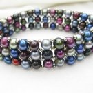 multicolor pearl stretch bracelet with silver tone bead,00122SC