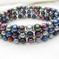 multicolor pearl stretch bracelet with silver tone bead,00122SC