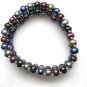 multicolor pearl stretch bracelet with silver tone bead,00122SC