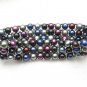 multicolor pearl stretch bracelet with silver tone bead,00122SC