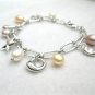 freshwater drop pearl and star charm alloy bracelet,00123SM