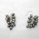 freshwater rice black pearl cluter earring in grape shape design,00135EC
