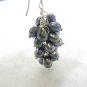 freshwater rice black pearl cluter earring in grape shape design,00135EC