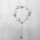 3 color of  natural nugget pearl sterling silver bracelet ,00144SL
