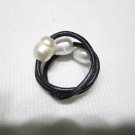 simple and elagant rice  pearl leather ring,big hole  pearl,00180JM