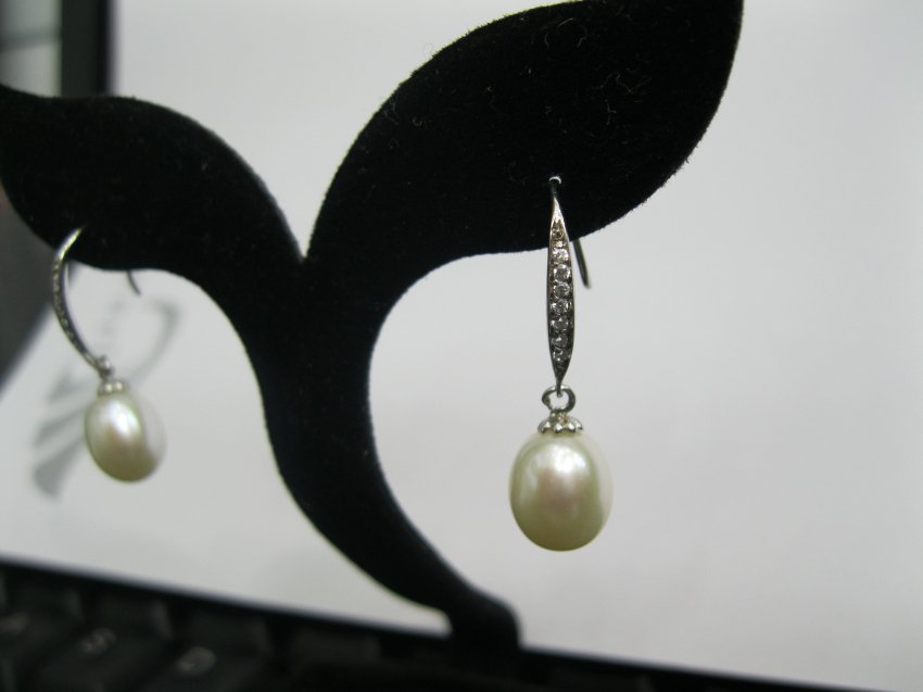 freshwate drop pearl silver earring, fish hook ,00219EM