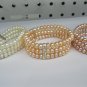freshwater button pearl Stretch bracelet three row with crystal bar,00237SB