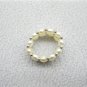 2  row button freshwater  real pearl ring with silver  bead,stretchable,00510SB
