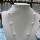 delicate oval abalone shell  bead and oval real pearl bead station necklace,00443XM