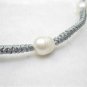 ringed natural pearl necklace with grey knotted silk cord,00453XM